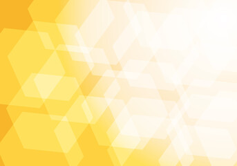 重なる六角形と鮮やかな黄色い抽象イメージ背景イラスト素材