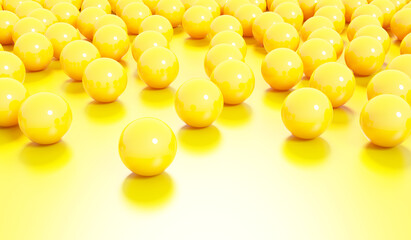 3d render of abstract yellow spheres ball , abstract composition background