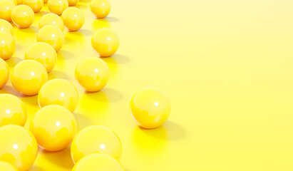 3d render of abstract yellow spheres ball , abstract composition background