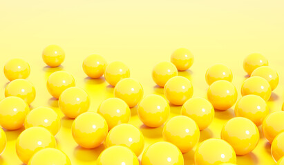 3d render of abstract yellow spheres ball , abstract composition background