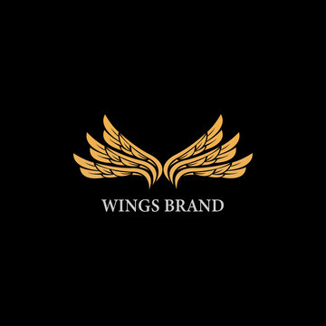 Vector graphics of abstract wing symbol for your company with gold sample text