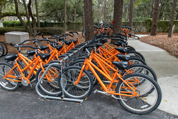 bicycles in bike rack - Powered by Adobe