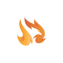 Bird and Fire Flame Phoenix Logo
