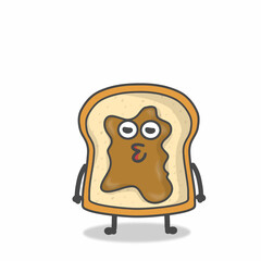 cute toast character vector design template illustration
