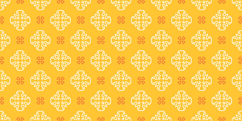 background pattern with decorative ornaments on a yellow background. Wallpaper texture for your design. Vector image