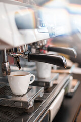 black coffee morning on coffee maker