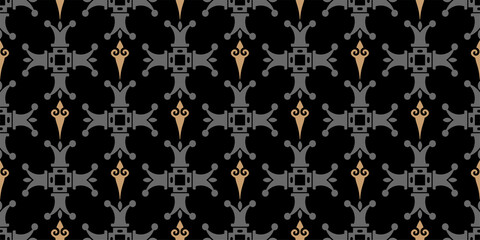 stylish background pattern with vintage ornament on a black background. Seamless pattern, texture. Wallpaper for your design. Vector image