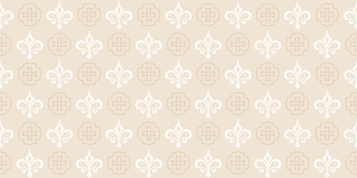 vintage background pattern with floral ornament on beige background. Seamless pattern, texture. Wallpaper for your design. Vector image