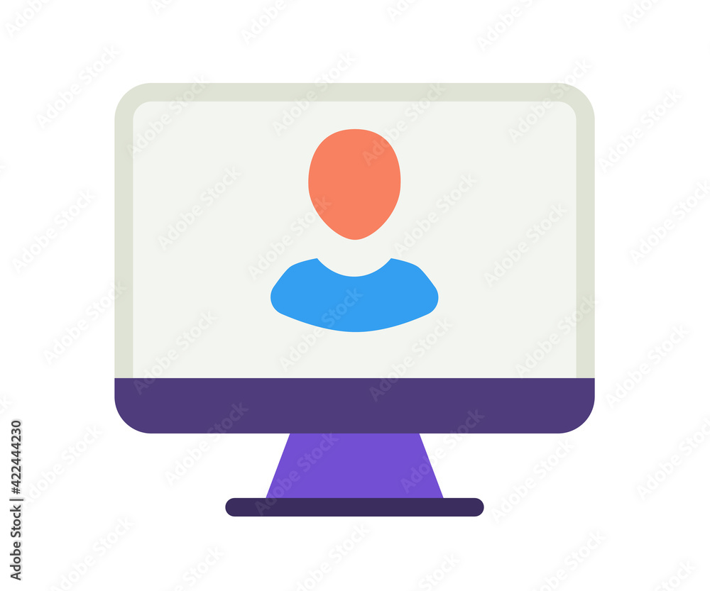 Aufkleber monitor user profile single isolated icon with flat style