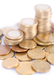 Scattered euro coins