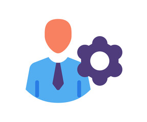 setting employee gear single isolated icon with flat style