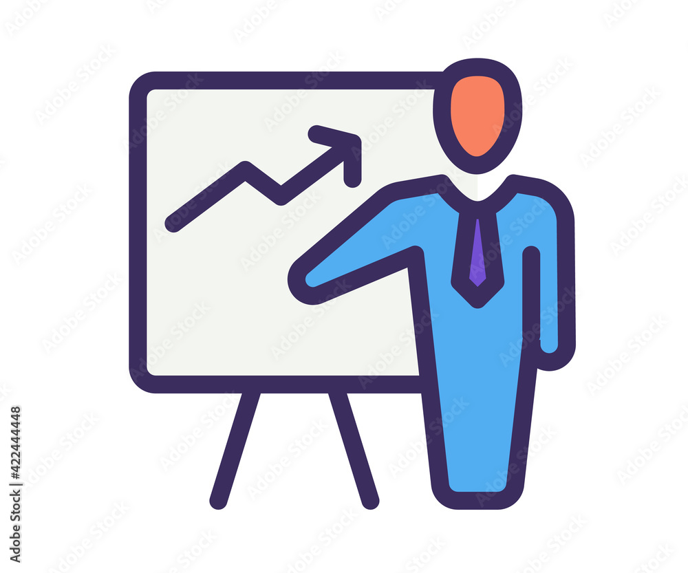 Poster presentation pitching meeting single isolated icon with filled line style