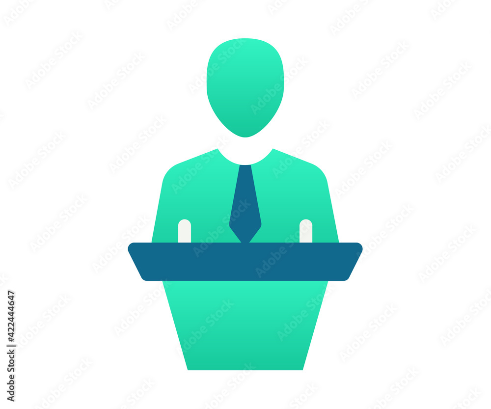 Poster speech podium speaker single isolated icon with gradient style