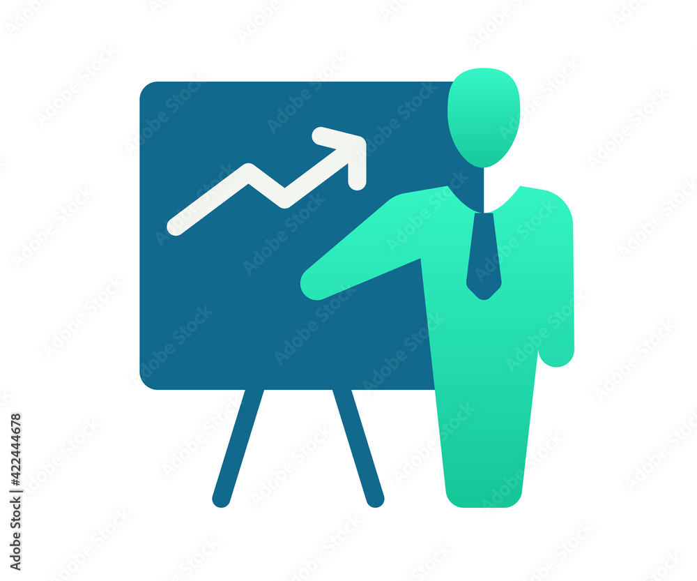 Poster presentation pitching meeting single isolated icon with gradient style
