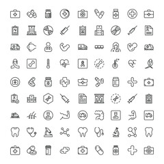 Fototapeta na wymiar Medical icon set. Collection of high quality outline web pictograms in modern flat style. Black Medical symbol for web design and mobile app on white background. Line logo EPS10