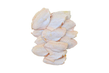 Raw chicken wings isolated on white background with clipping path