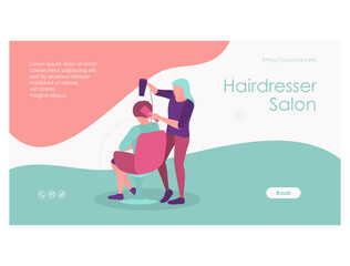 Landing page for beauty salon. flat vector illustration