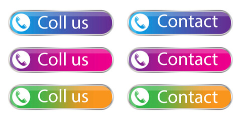 Call us contact banners. Contact icon set vector illustration. Phone call icon. Communication icon set. Stock image.