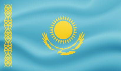 Grunge Kazakhstan flag. Kazakhstan flag with waving grunge texture.
