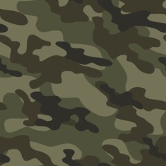 green Texture army camouflage seamless pattern. Military forest background. Ornament. Vector illustration.