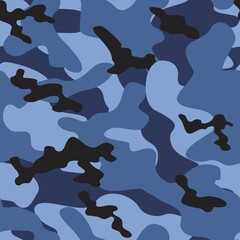 military camouflage vector seamless pattern blue