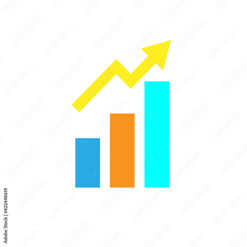 Poster set of growing graph icon. success chart vector symbol. 1280x1280 pixels.