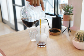 Black coffee on the table photo concept  for commercial use.