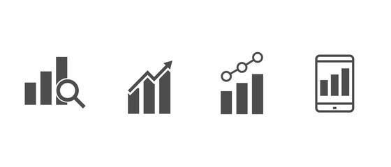 Obraz premium Set of growing graph icon. Analysis to success chart vector symbol. 640x640 pixels.
