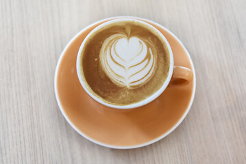 Coffee latte served on the table. photo concept for commercial use