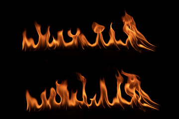 Abstract blaze fire flame texture for banner background.Texture of fire flames  on a black background. Real fiery bonfire for creative design elements