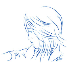 横向きの女性の線画