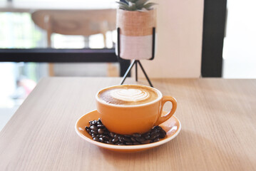 Coffee latte served on the table. photo concept for commercial use 