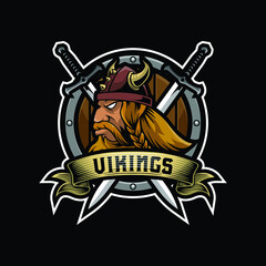 Vikings mascot logo design illustration