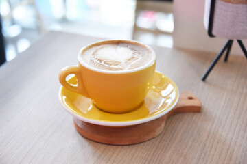Coffee latte served on the table. photo concept for commercial use 