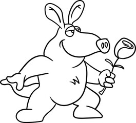 Fototapeta na wymiar Coloring Book for Kid - Animal Series Aardvark