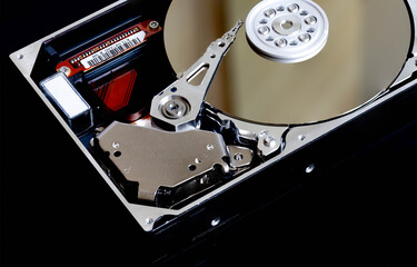 Inside a hard disk.