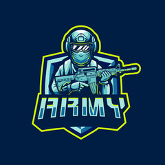 Army mascot logo design illustration