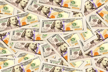 US dollar background. $100 bill as a background. US currency dollar bills