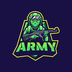 Army mascot logo design illustration