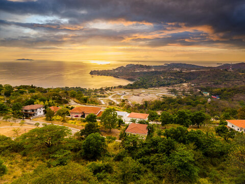 Aerial of houses near Natipuan Beach in Nasugbu, Batangas, Philippines.