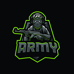 Army mascot logo design illustration