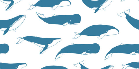 Wild Whales. Seamless Pattern for your design