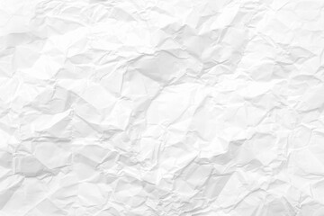 White crumpled paper texture background. Clean white paper. Top view.