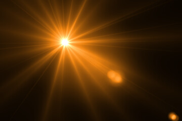 Fototapeta na wymiar Lens flare effect Golden sun light