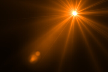Fototapeta na wymiar Lens flare effect Golden sun light