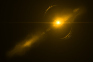 Lens flare effect Golden sun light