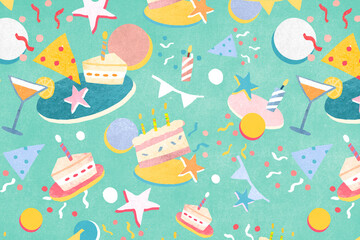 Green celebration pattern for birthday party