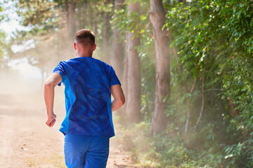 man jogging in a healthy lifestyle on a fresh mountain