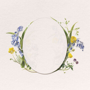 Floral Frame Botanical Oval Badge