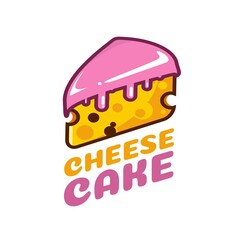 cheese cake pink cream logo concept design illustration